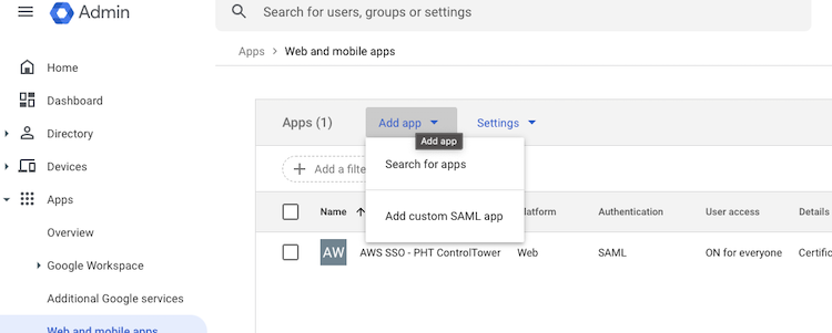 Google Admin Add App